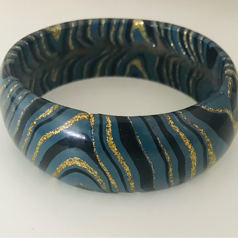 Vintage Indian Hand Painted Wood Bangle